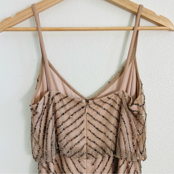 Adrianna Papell Nude Beaded Short Dress - Picture 6 of 9